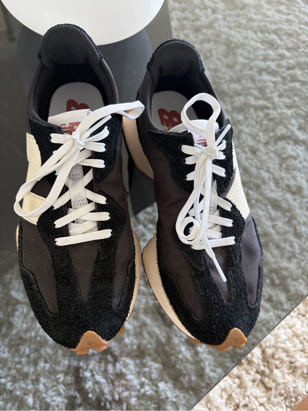 Black and White New Balance Sneakers 327 - Picture 2 of 4